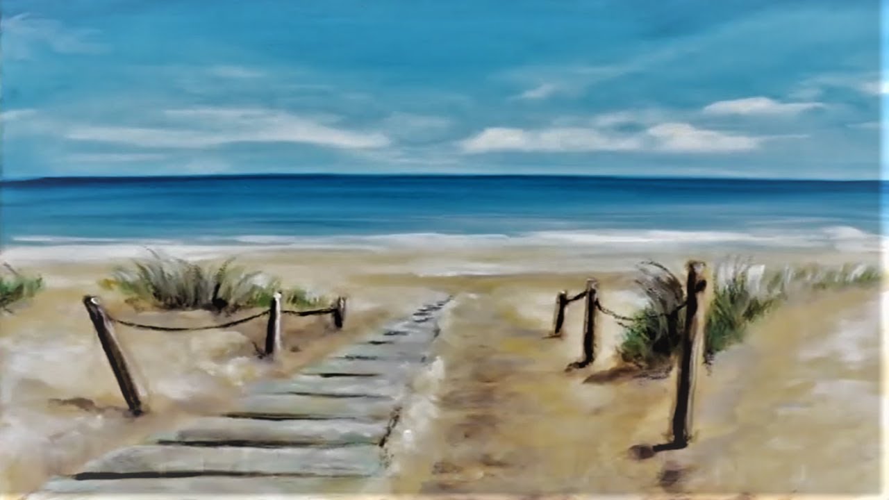sea Acrylic Painting painting Beautiful Boardwalk scene acrylic ocean ...