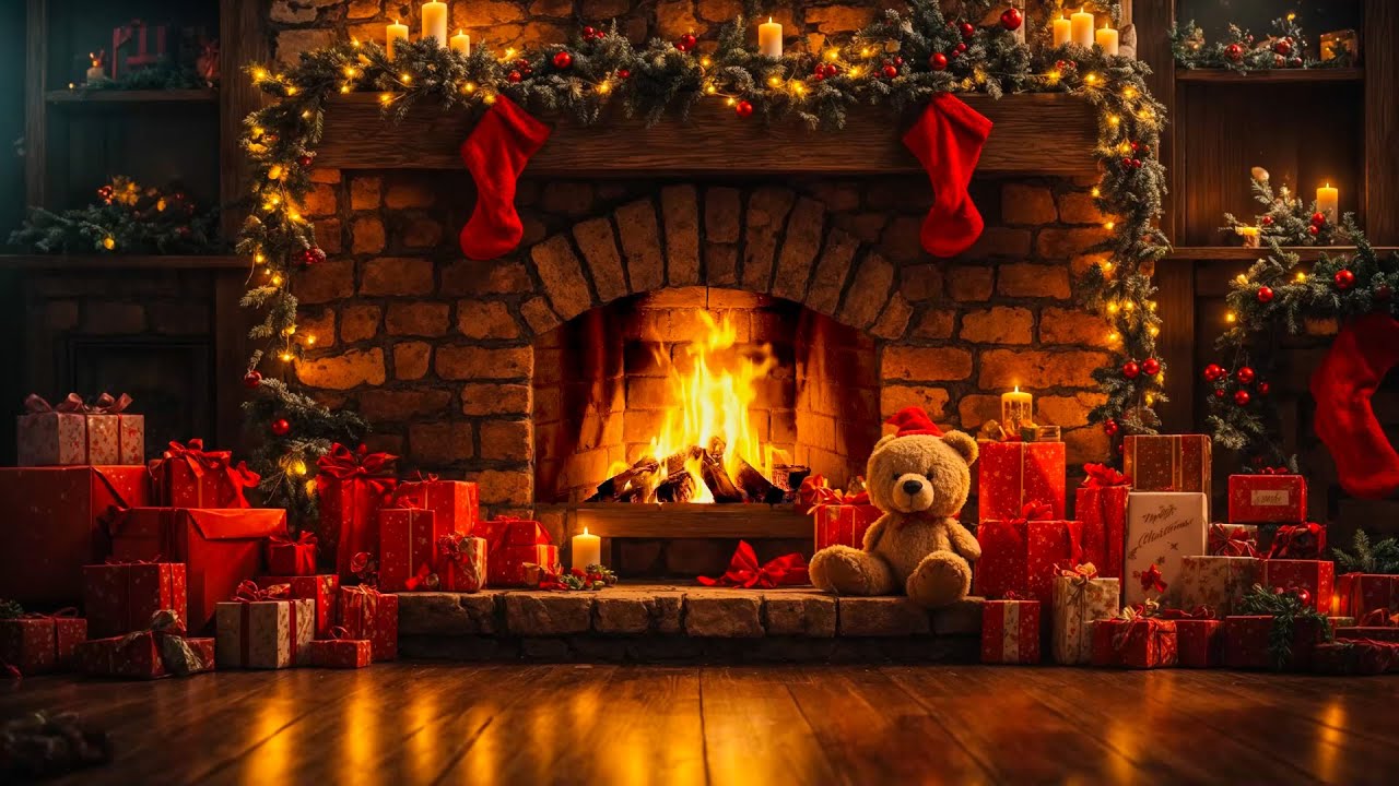 Christmas Jazz Relaxing Music with Crackling Fireplace 🎅 Cozy Christmas ...