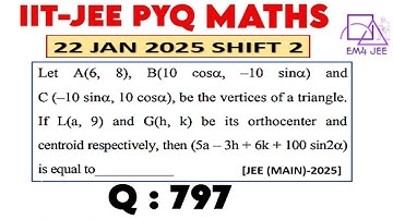 Let A(6, 8) , B(10 cosα , -10 sinα ) and C ( -10sinα , 10cosα ) be the vertices of a triangle. I