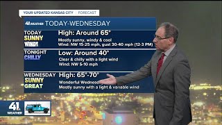 Sunny cool and windy today lows in the 30s tonight
