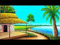 Beautiful indian village scenery drawing and painting  painting 504
