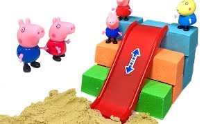 Learn Shapes and Learn Colors Kinetic Sand Rainbow Stairs with Mini Slide For Kids Peppa Pig Toys