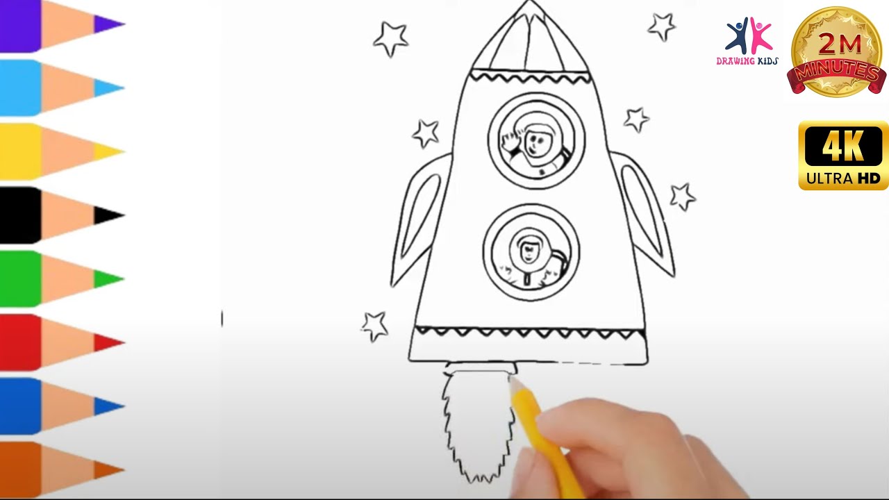 How to Draw a Rocket Cartoon drawings for kids step by step super easy,Easy Learning Video for Kids