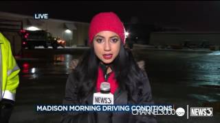 Plows cleared the road before the morning commute