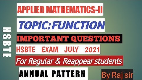Mathematics-II Unit -4 Differential calculus 1- functions . HSBTE EXAM 2021 ANNUAL PATTERN