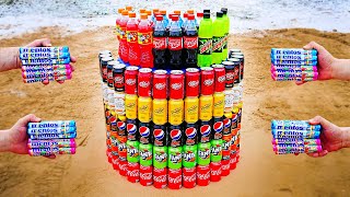 Dr Pepper, Schweppes, Coca Cola, Mtn Dew, Fanta, Pepsi Max vs Different Mentos Underground