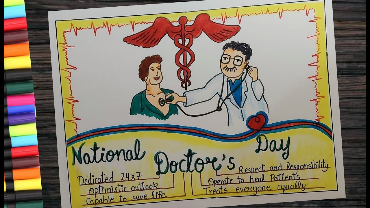 National Doctors Day poster drawing l Doctors day easy drawing l How to draw doctor with patient