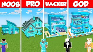 DIAMOND BLOCK HOUSE BUILD CHALLENGE - Minecraft Battle: NOOB vs PRO vs HACKER vs GOD / Animation