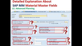 ( Advanced Planning ) SAP S/4 HANA MM Material Master Detailed Explanation