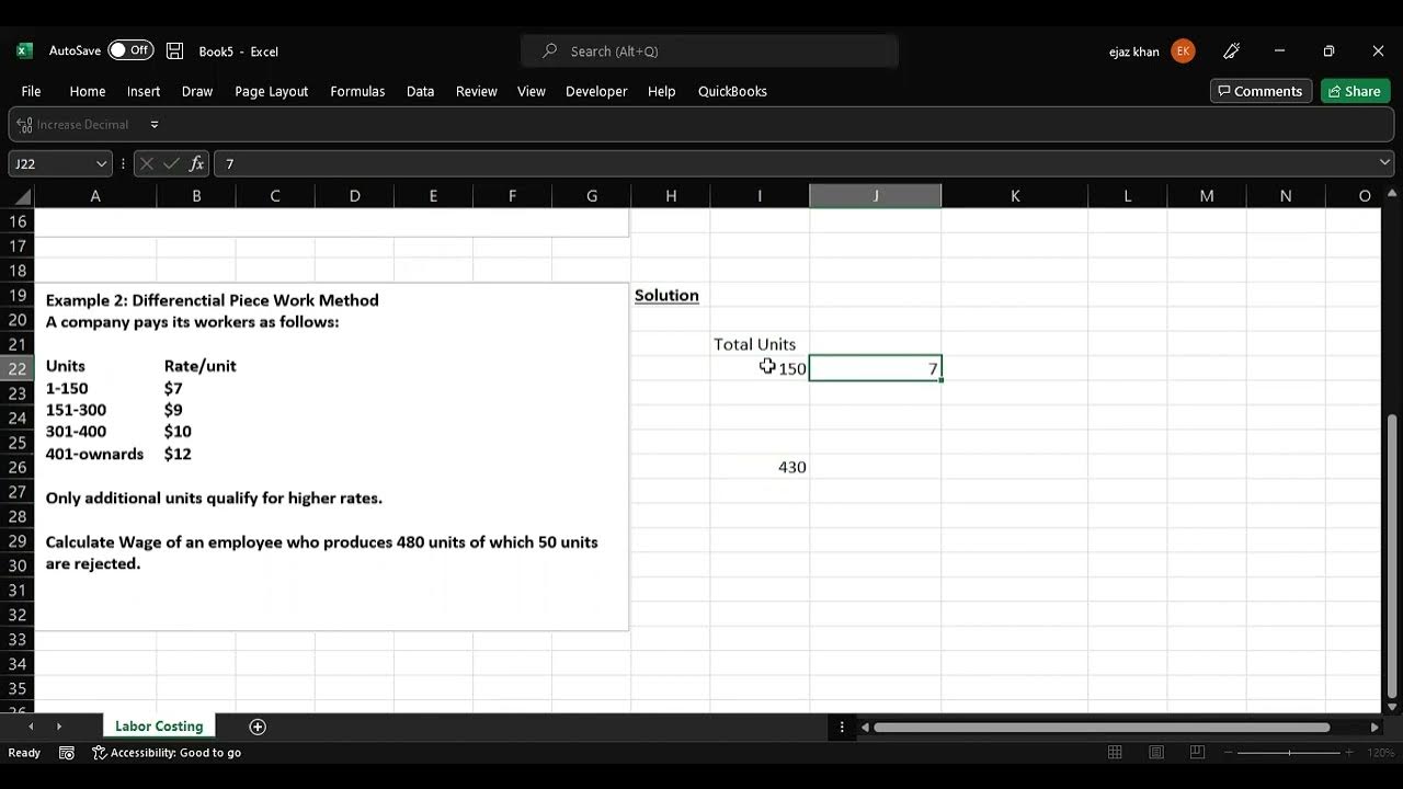 Labor Costing Differential PieceWork YouTube