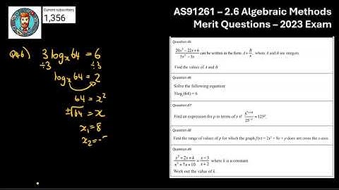 AS91261 - 2.6 Algebraic Methods - 2023 - Merit Questions