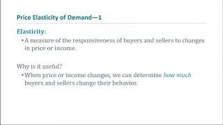 Mateer Coppock Ch 4, Pt 1- Intro to Elasticity, Price Elasticity of Demand, and its determinants