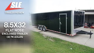 Review of 8.5x32 Flat Nose Black Enclosed Trailer (3) 7K Axles | #trailer