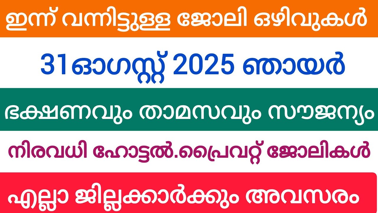 Job vacancies today | kerala job vacancy today | latest job vacancy in kerala | job vacancy 2025
