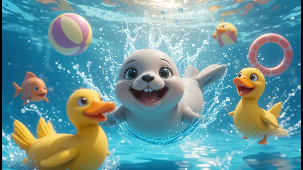Pool Games With Baby Seal | Nursery Rhymes for Kids | Baby Songs and Fun Learning Videos
