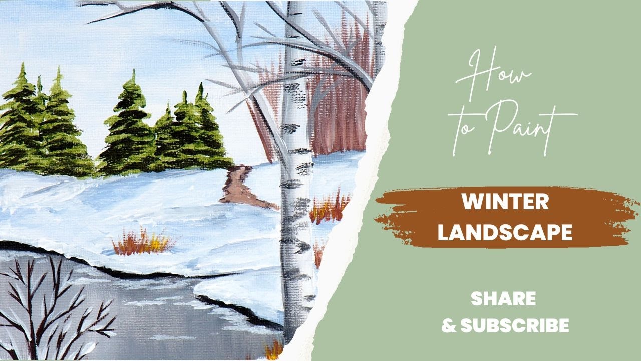 How to Paint Winter Landscape Easy Acrylic Painting Relaxing Painting YouTube