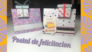 Postal de felicitacion con regalo 3D