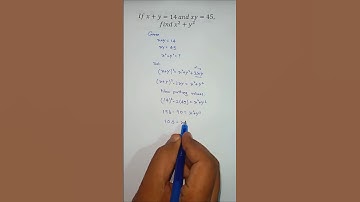 Solve x² + y² | Given x + y = 14 and xy = 45 ✍️💡 #maths #mathematics #easymath #americe