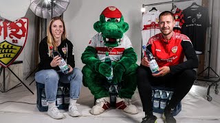 Trinkpause mit Waldemar Anton und Vanessa Freier (VfB Frauen) – powered by Naturpark Quelle