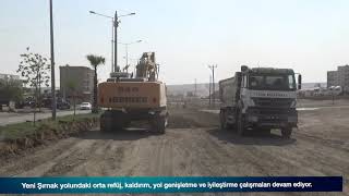 Yeni Şırnak Yolundaki Orta Refüj, Kaldırım, Yol Genişletme Ve Iyileştirme Çalışması