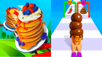 Pancake Run VS Stacky Ice Cream Runner - All Levels Gameplay Android, ios (Part 106)