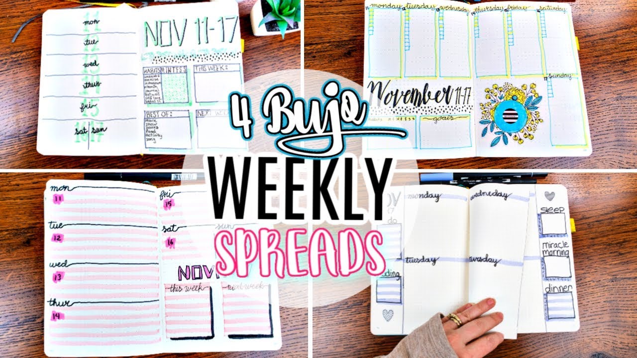 4-bullet-journal-weekly-spread-ideas-weekly-plan-with-me-youtube
