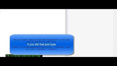 VB  Net, mySql database connection Part 1
