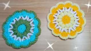 كروشيه مفرش دائري صغير /كوستر/سهل جدا للمبتدئين /how to crochet a coaster