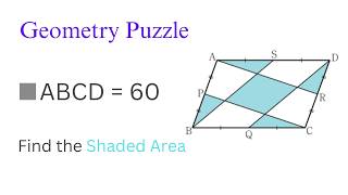 Find the Shaded Area in a Parallelogram | Geometry Puzzle, 평행사변형 속 색칠한 넓이 찾기 | 고난도 도형 퍼즐