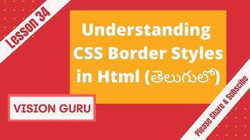 Understanding CSS Border Styles in Html | HTML in Telugu