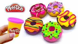 Play Doh Rainbow Donuts. DIY How to Make Play Doh Donuts. Art and Craft for Girls