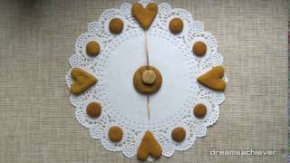 Hand made clock from cookies stop motion animation