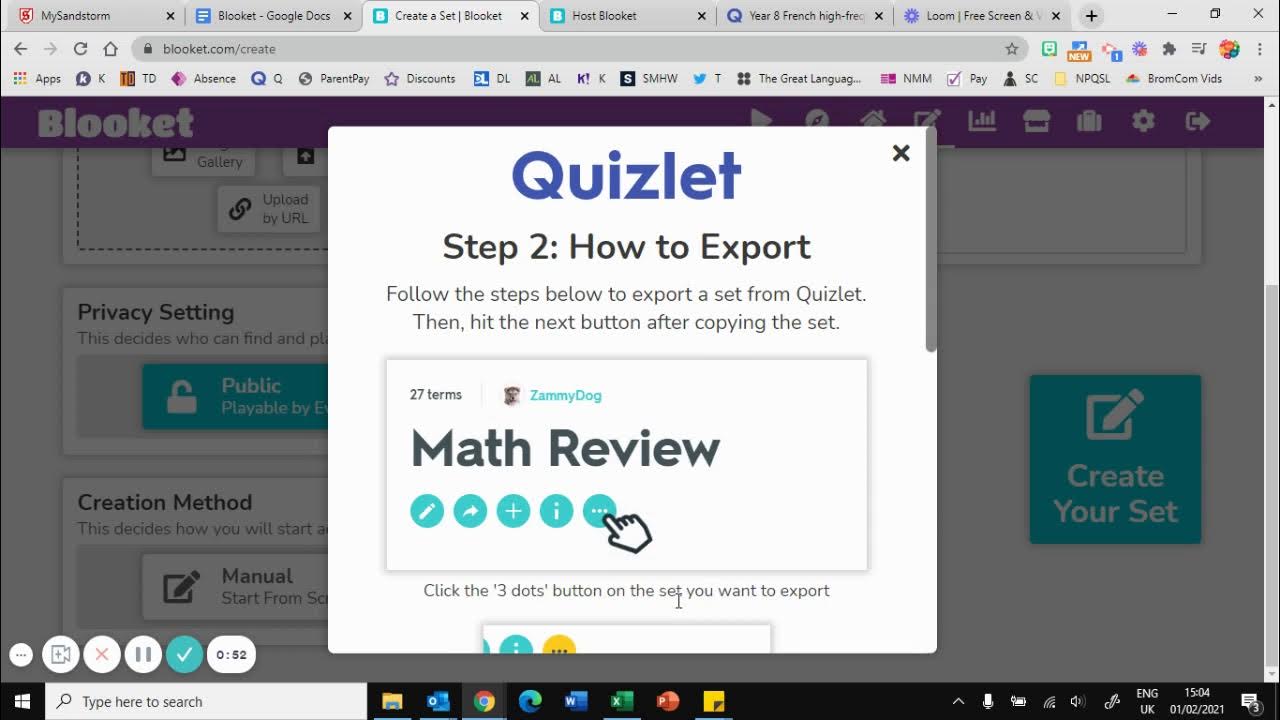 Importing a Quizlet Set into Blooket YouTube