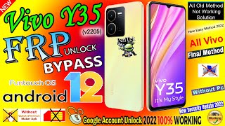 VIVO Y35 (v2205) FRP Bypass Android 12 |Without PC/Apk/Sim offline Option Not Showing New Trick 2022