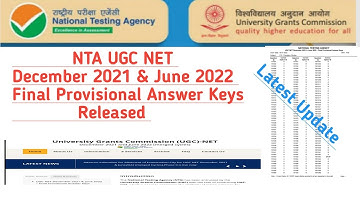 NTA UGC NET EXAM 2022//NEW UPDATES//NET December 2021 & June 2022 – Final Provisional Answer Keys R