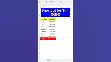 Excel Shortcut | Sum Shortcut #shorts