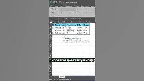 Excel Trick: CHOOSECOLS Function with SEQUENCE #short #shorts  #exceltech #exceltips