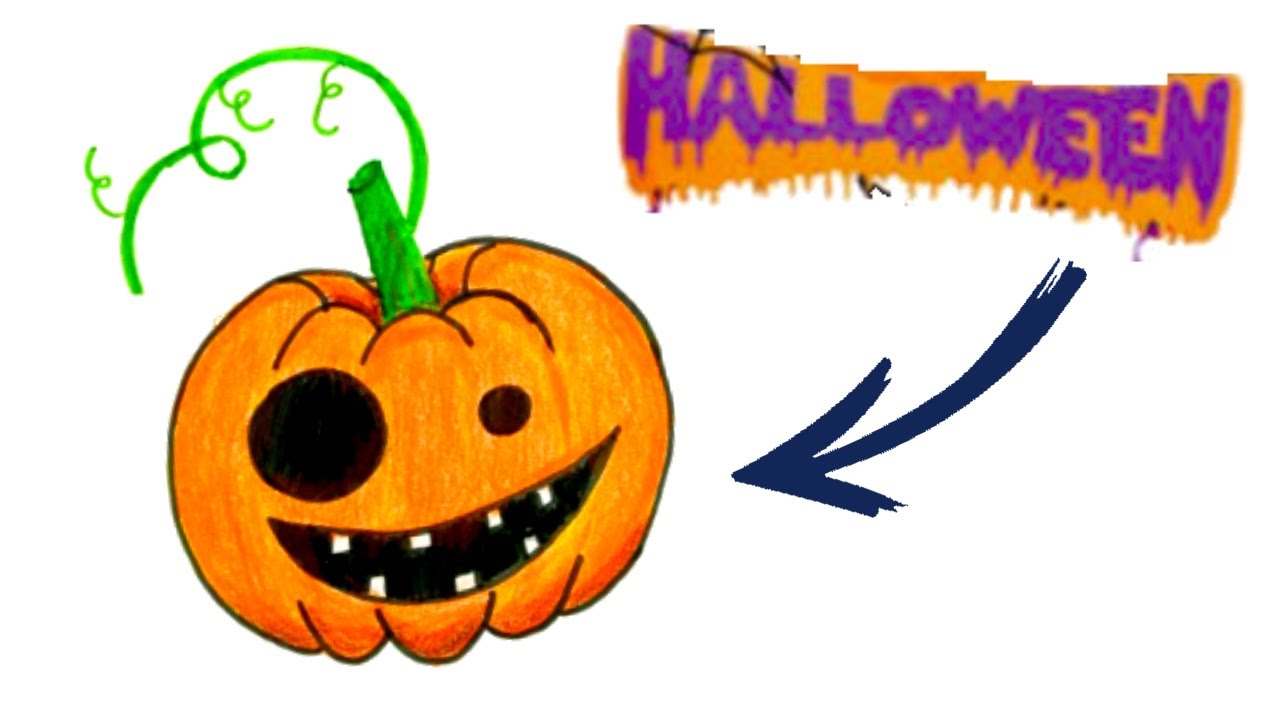 COMO DESENHAR ABÓBORA DE HALLOWEEN 🎃  HOW TO DRAW HALLOWEEN PUMPKIN  COLORINDO E DESENHANDO 