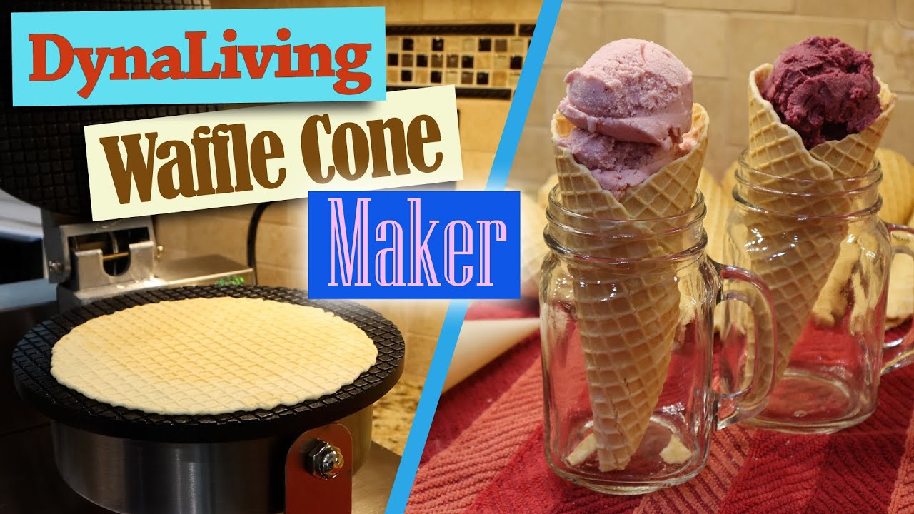 Mini Waffle Ice Cream Cone Maker - Bake 4 Homemade Mini Cones at Once,  Includes