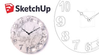 Design of a marble wall clock - Sketchup Tutorial timelapse