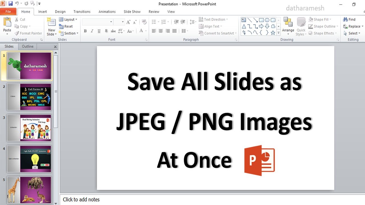 How To Save Powerpoint Slides As Images Youtube