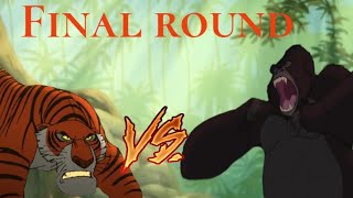 картинка: Sher khan 🐅 vs Kerchak 🦍. Шерхан 🐅 vs Керчак 🦍. Final round. Финальная битва.