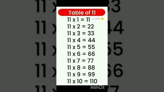 Table Of 11