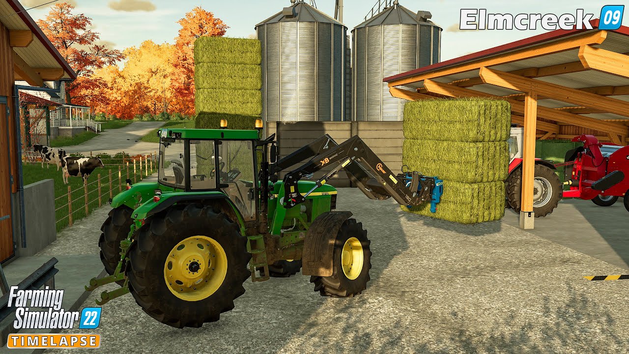 Farming Simulator 22🔸Elmcreek #09🔸Finishing Bales Contracts. Stacking Hay Bales. Buying Mixer Wagon