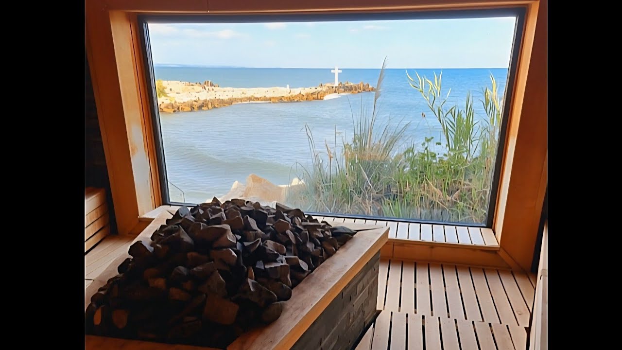 Sauna by the Black Sea, Bulgaria | Relaxing waves & Sauna Ambience