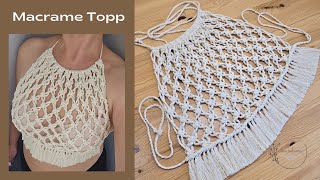 DIY Macrame Crop Top Tutorial/summer top 🌞