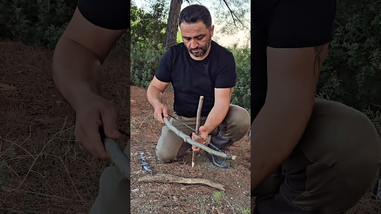 🔥 Primitive Fire Starting with Stick & Rope | Survival Skills