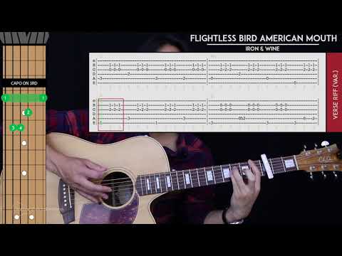 Flightless Bird American Mouth Guitar Cover Acoustic - Iron & Wine  🎸 |Tabs + Chords|