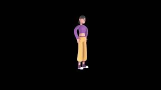 3D Cartoon Female Dancer Turntable | Stylized Pouting Hands on Hips Model