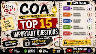 COA Top 15 Important Questions 🔥 | RGPV CS-404 | Must Do Before Exam | B.Tech 4th Sem